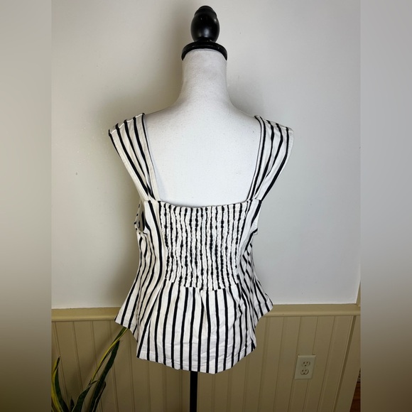NWT Maeve by Anthropologie Black White Striped Cotton Tank Top XL Parisian Chic - Picture 7 of 13